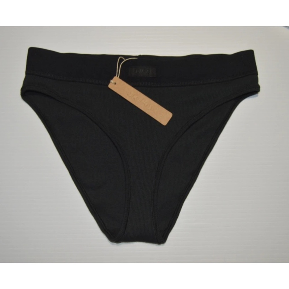 SKIMS Sz small Black Cotton Rib Mid Rise Brief